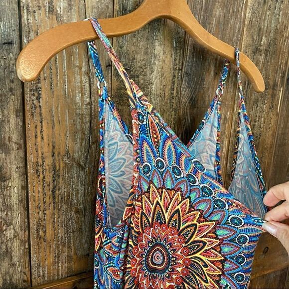 GRECERELLE Sz S NWT Blue Orange BALI Casual Maxi Beach Cover Up Relaxed Dress - Picture 10 of 13